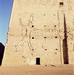 Ptolemy XII Smiting His Enemies from the Entrance Pylon of the Temple of Horus